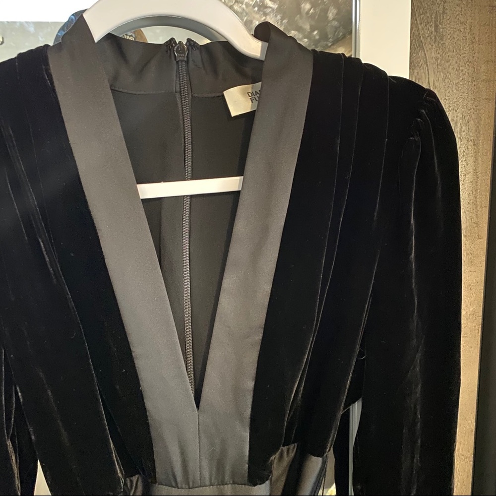 Diane Von Furstenberg Velvet Black Jumpsuit - Picture 4 of 9